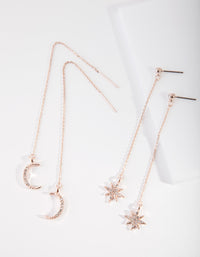 Rose Gold Stars & Moon Droop Earring Pack - link has visual effect only