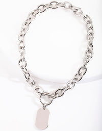 Thick Rhodium Chain Pendant Necklace - link has visual effect only