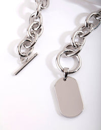 Thick Rhodium Chain Pendant Necklace - link has visual effect only