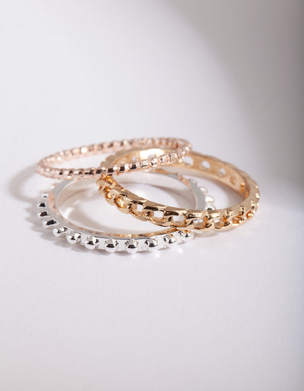 Mixed Metal Chain Ring Stack