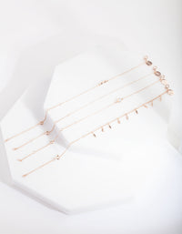 Rose Gold Leaf Infinity Bracelet Anklet 4-Pack - link has visual effect only