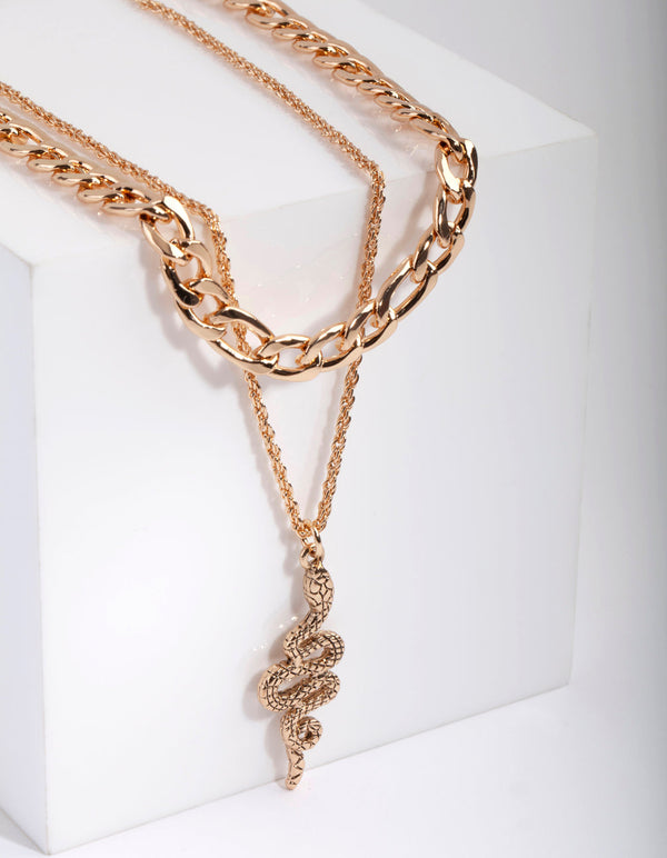 Gold Chain Layer Snake Necklace