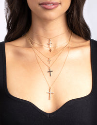 Gold Multi Layer Cross Necklace - link has visual effect only
