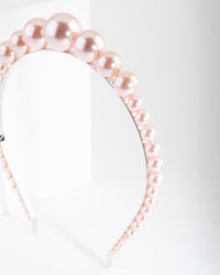 Rhodium Blush Pearl Graduated Ball Headband - link has visual effect only