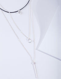 Silver Diamante & Stick Layer Choker - link has visual effect only