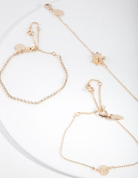 Gold Flower Friendship Anklet Bracelet 4-Pack - link has visual effect only