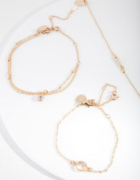 Gold Pearl Friendship Anklet Bracelet Pack - link has visual effect only