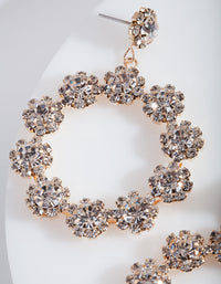 Gold Diamante Flower Circular Drop Earrings - link has visual effect only