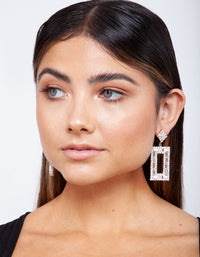 Small Square Diamante Drop Earrings - link has visual effect only
