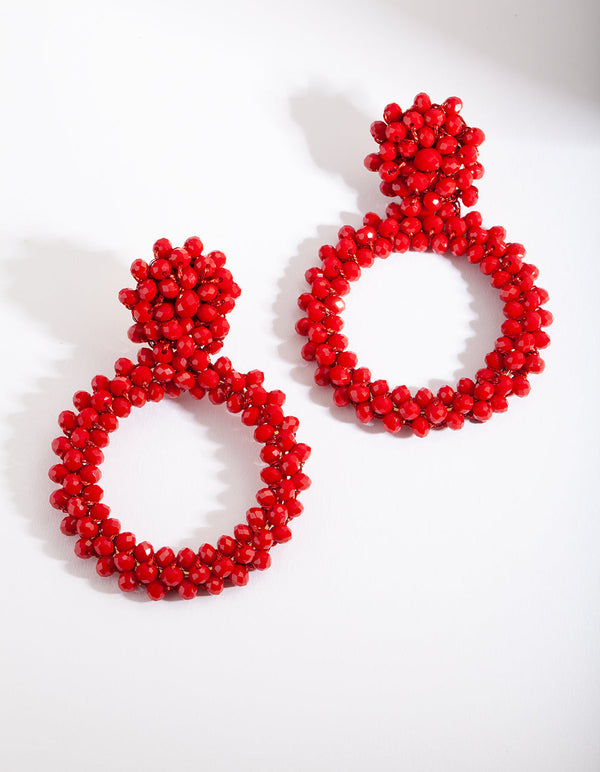 Red Cluster Bead Earrings