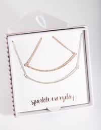 Mixed Metal Diamante Smile Necklace Pack - link has visual effect only
