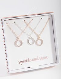Mixed Metal Diamante Circle Necklace Pack - link has visual effect only