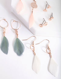 Rose Gold Pretty Feather Drop Earring Pack - link has visual effect only