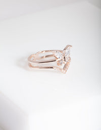 Rose Gold Cubic Zirconia Butterfly Ring - link has visual effect only
