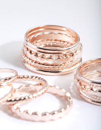 Rose Gold Textured Band Ring 8-Pack - link has visual effect only