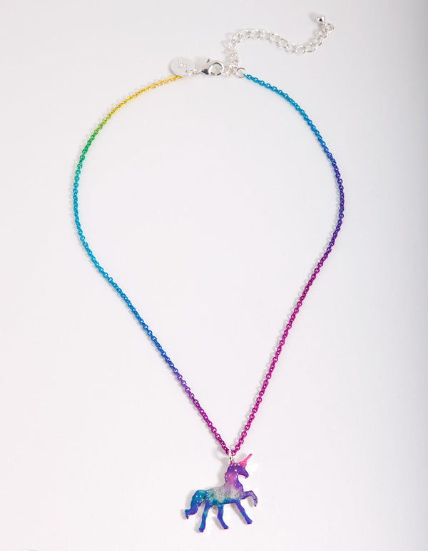 Kids Ombre Rainbow Chain Unicorn Necklace