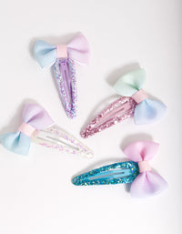 Kids 1cm Ombre Bow Clip 6-Pack - link has visual effect only