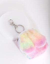 Kids Fluffy Bunny Backpack Keyring - link has visual effect only