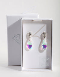 Silver Diamond Simulant Faceted Teardrop Earrings - link has visual effect only