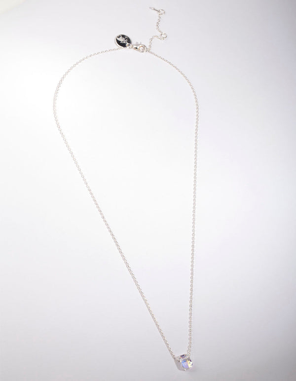 Silver Diamond Simulant Crystal Thread Necklace