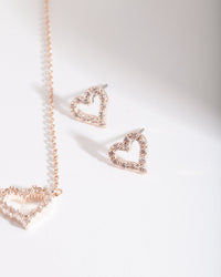 Rose Gold Cubic Zirconia Heart Jewellery Set - link has visual effect only