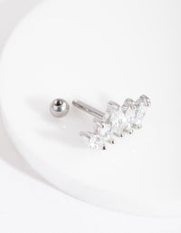 Rhodium Surgical Steel Graduated Marquise Barbell Earrings - link has visual effect only