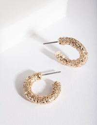 Mini Gold Textured Molten Hoop Earrings - link has visual effect only