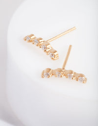 Gold Plated Sterling Silver 4 Diamante Crawler Earrings - link has visual effect only