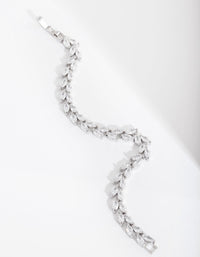 Rhodium Diamond Simulant Petal Row Tennis Bracelet - link has visual effect only
