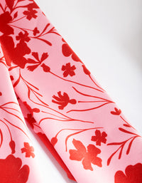 Red & Blush Floral Fabric Bandana Hair Scarf - link has visual effect only