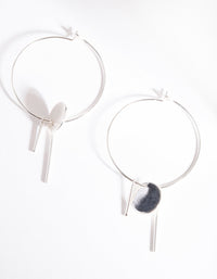 Silver Disc & Line Hoop Earrings - link has visual effect only