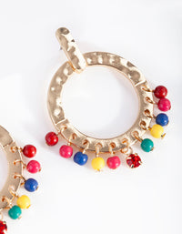 Gold Multicoloured Bead Round Drop Earrings - link has visual effect only