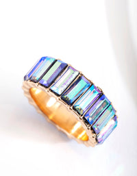 Gold Aurora Borealis Baguette Band Ring - link has visual effect only