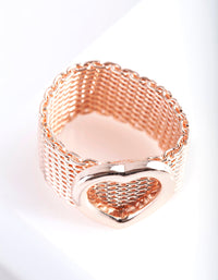 Rose Gold Thick Chain Heart Ring - link has visual effect only