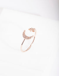 Rose Gold Cubic Zirconia Moon & Star Ring - link has visual effect only