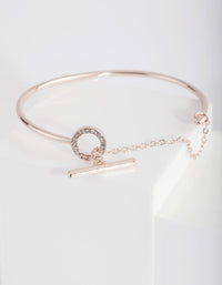 Rose Gold Diamante Link Cuff Bracelet - link has visual effect only