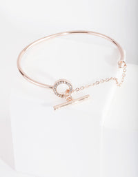Rose Gold Diamante Link Cuff Bracelet - link has visual effect only