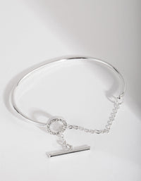 Silver Diamante Link Cuff Bracelet - link has visual effect only