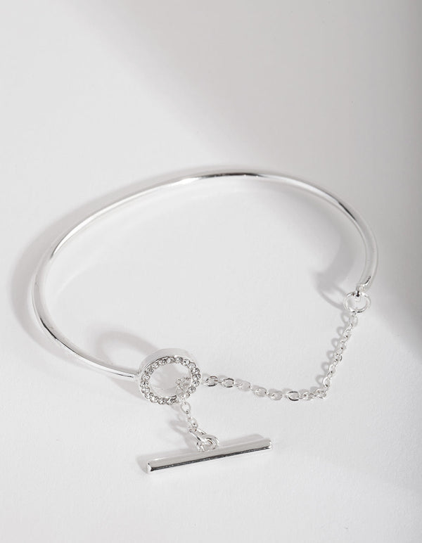 Silver Diamante Link Cuff Bracelet