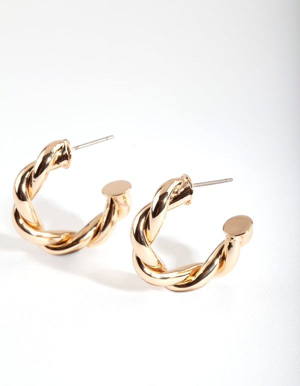 Gold Medium Rope Hoop Earrings