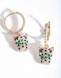 Gold Panther Head Hoop Earrings - link has visual effect only