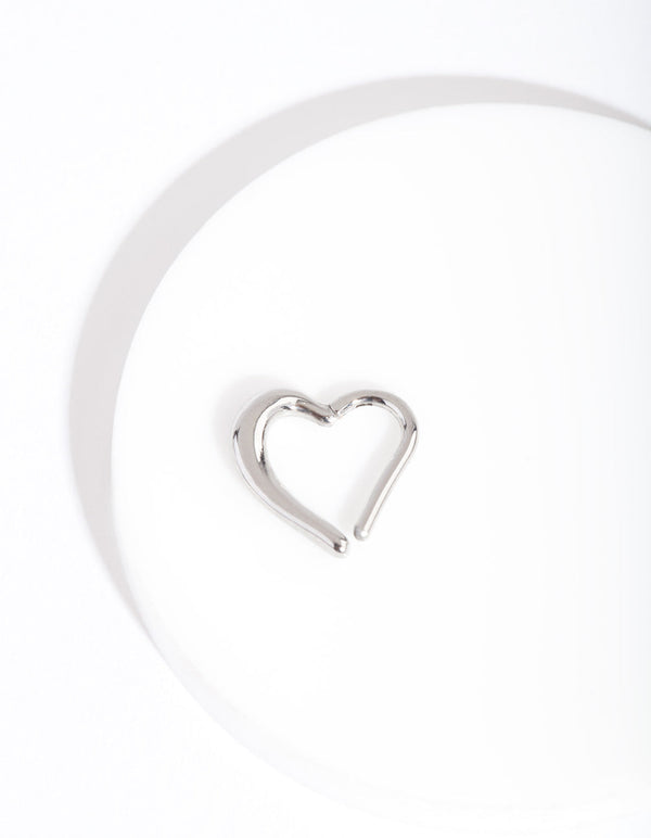Rhodium Heart Clicker Earring