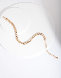 Gold 7mm Cuban Chain Anklet - link has visual effect only