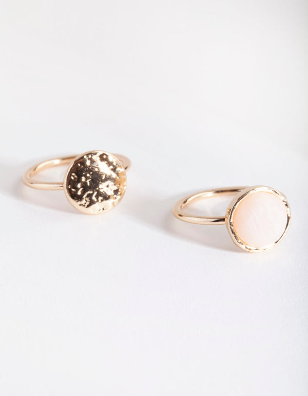 Gold Disc & Stone Ring Pack