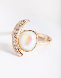 Gold Rainbow Stone & Moon Ring - link has visual effect only