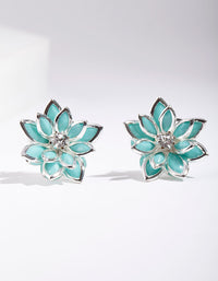 Silver Crystal Flower Earrings - link has visual effect only