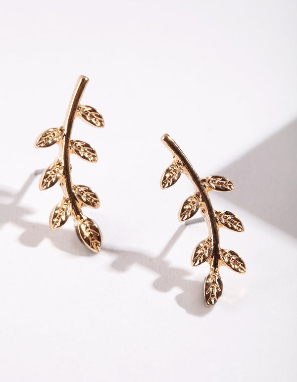 Gold Mini Leaf Stud Earrings