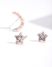 Rose Gold Diamante Moon & Star Earring Pack - link has visual effect only