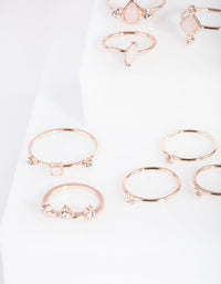 Rose Gold Fine Stone Ring 8-Pack - link has visual effect only