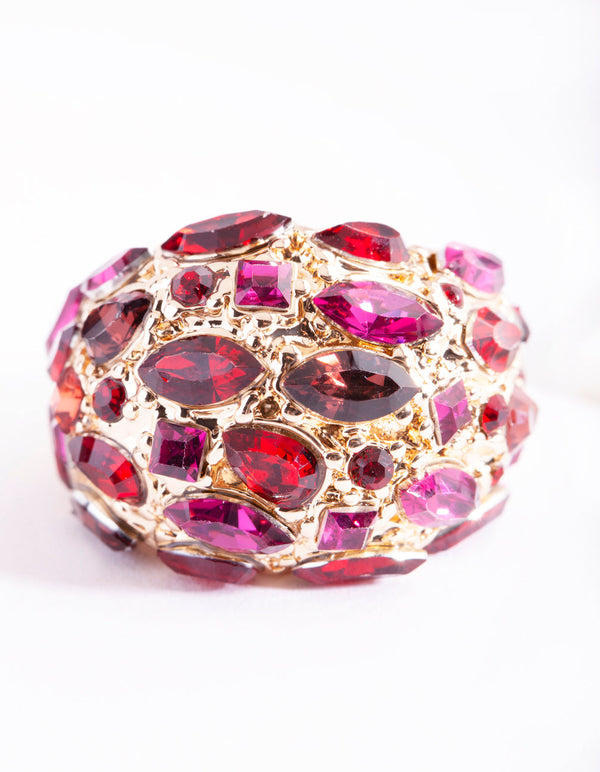 Pink Gem Crated Bubble Ring